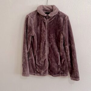 33• Heat Size Small Mauve Teddy Cozy Soft Faux Fur Zip Up Funnel Neck Jacket